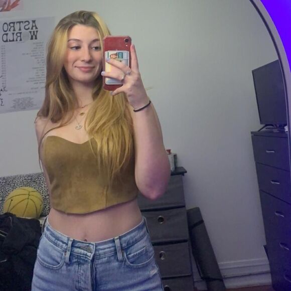 Forever 21 brown faux suede corset bustier strapless crop top size medium - Picture 6 of 6